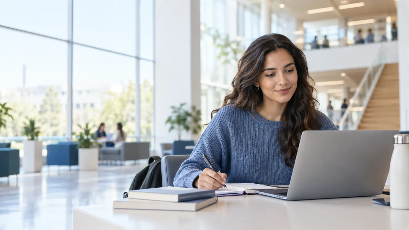 Estudiante preparando su formación con un ordenador portátil